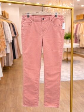 Talbots Size 12 Blush Pink Corduroy Pants High Waist Straight Leg Stretch